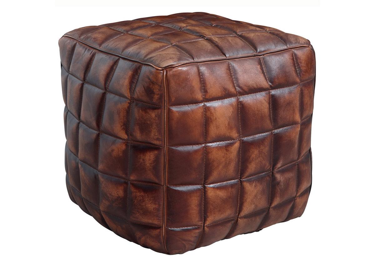 Sitzwürfel "Stanley", braun - Braun, Natur, Leder (39/41/39cm) - MID.YOU