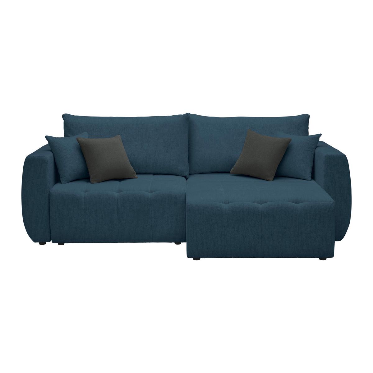 Schlafsofa Bologna Dunkelblau - Schwarz/Dunkelblau, Kunststoff/Textil (245/74-90/104cm) - Mömax