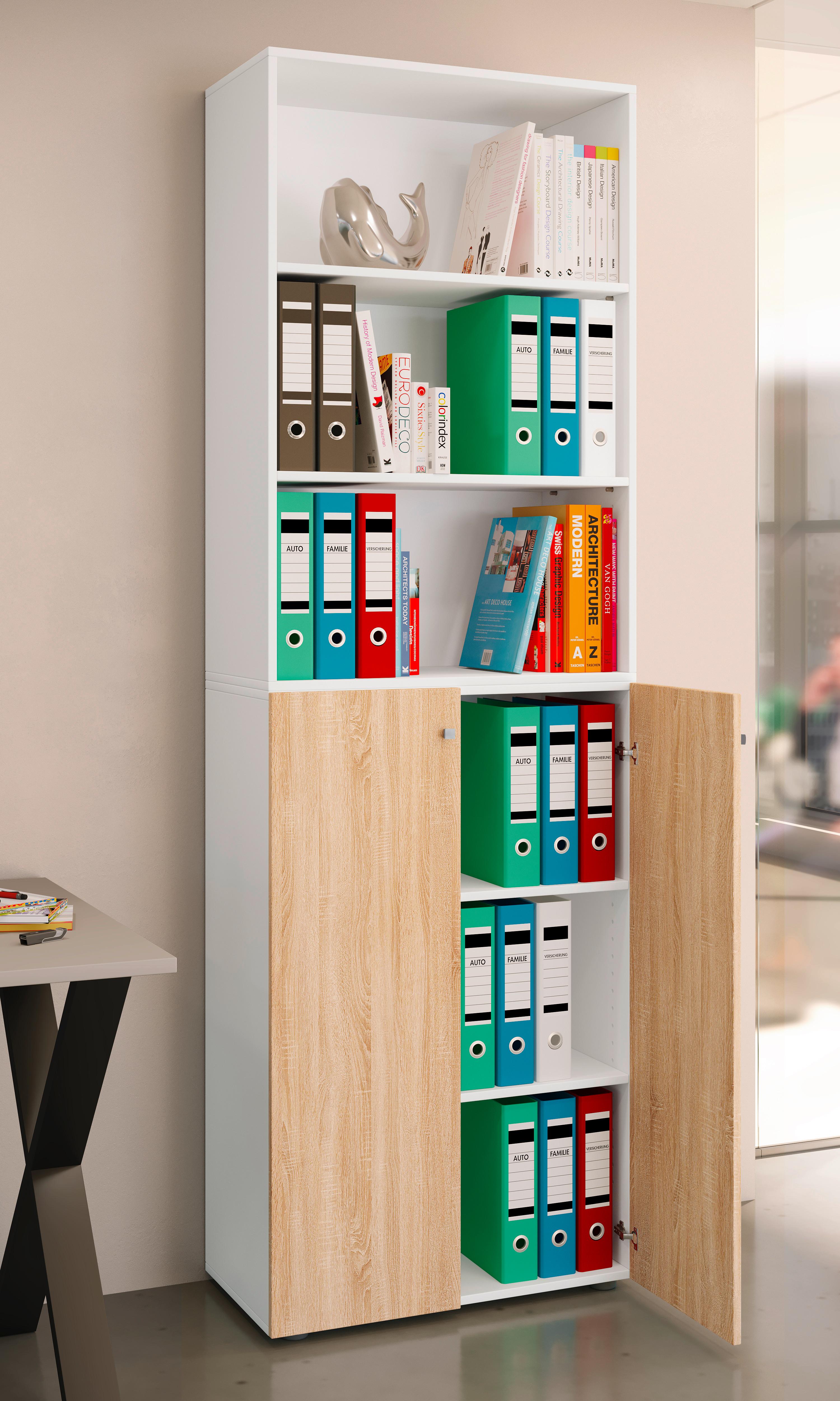 AKTENSCHRANK LONA 2XL - Weiss/Sonoma Eiche, Design, Holzwerkstoff (70/220/39cm) - MID.YOU