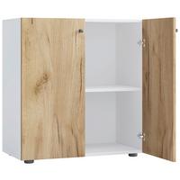 Pisarniški Regal Lona L, Bela, Barva Hrasta - črna/bela, Design, umetna masa/leseni material (70/74/39cm) - MID.YOU