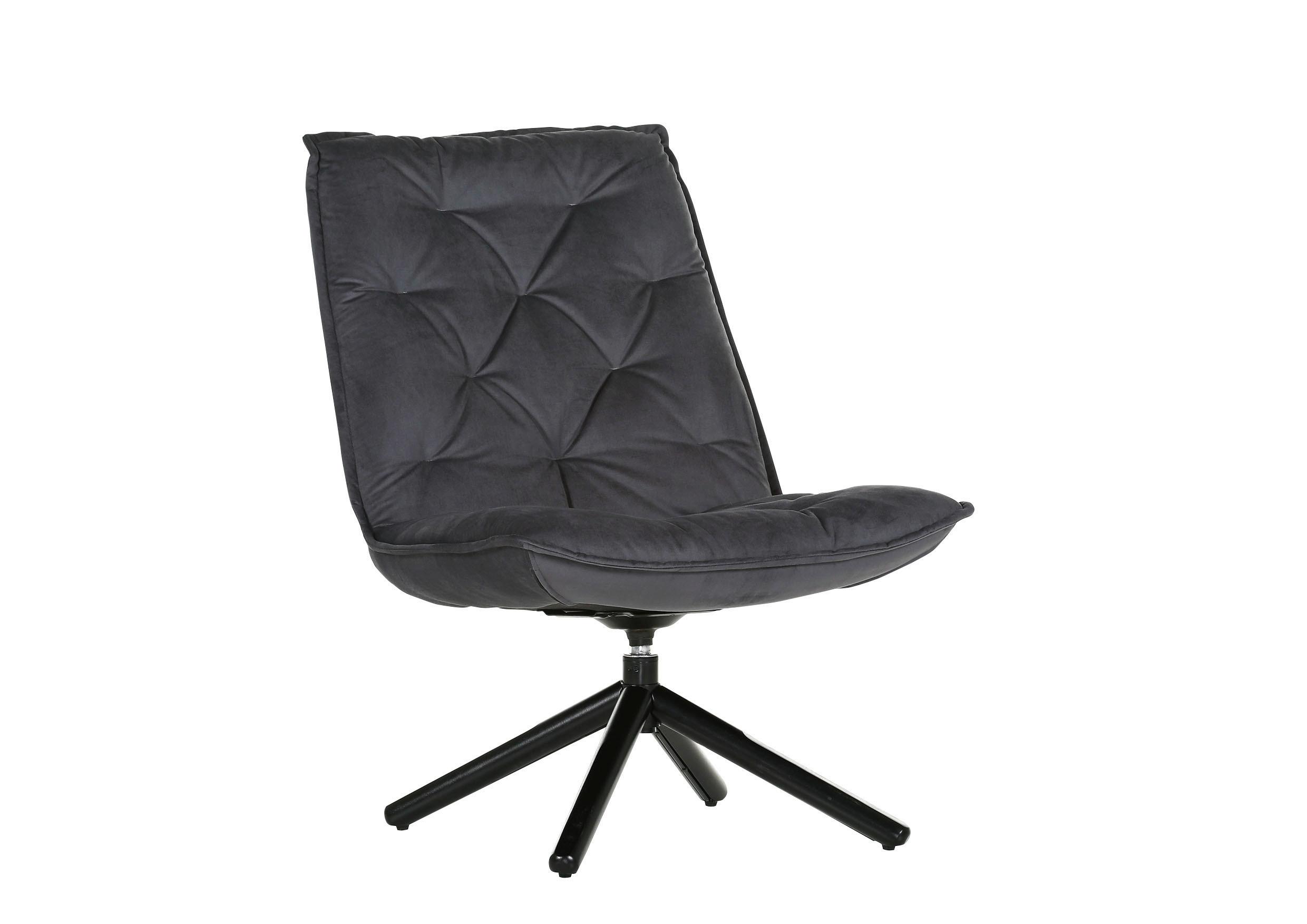 Fotelj Chill, Siva, Vrtljiv - siva/črna, Moderno, kovina/tekstil (70/96/80cm) - Modern Living