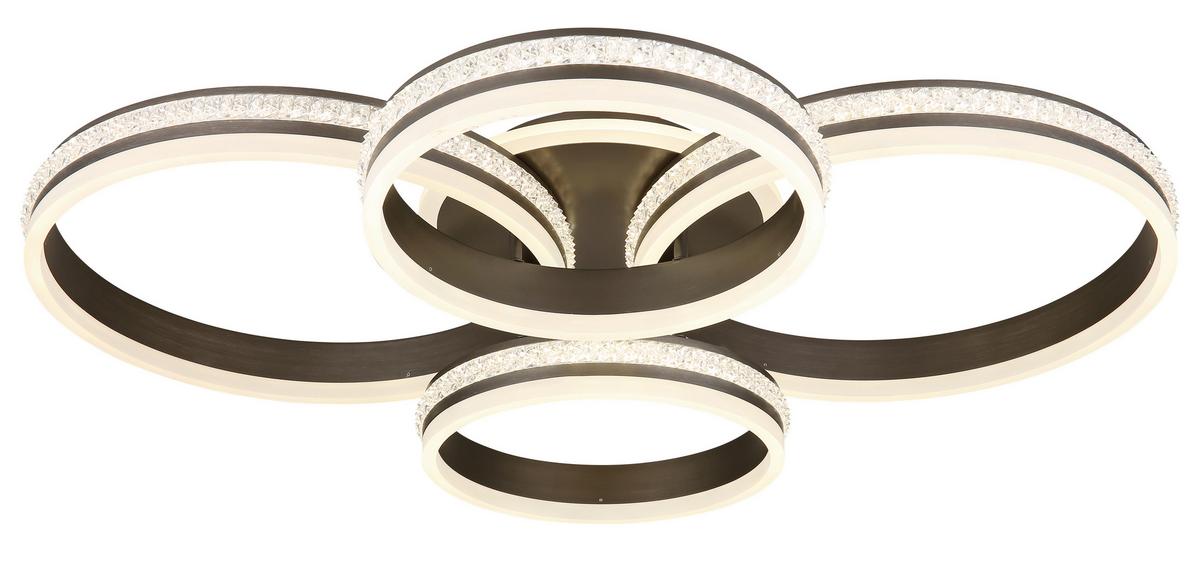 LED-DECKENLEUCHTE 67314-90 - Klar/Titanfarben, Design, Kunststoff/Metall (85/68,5/15cm) - Globo