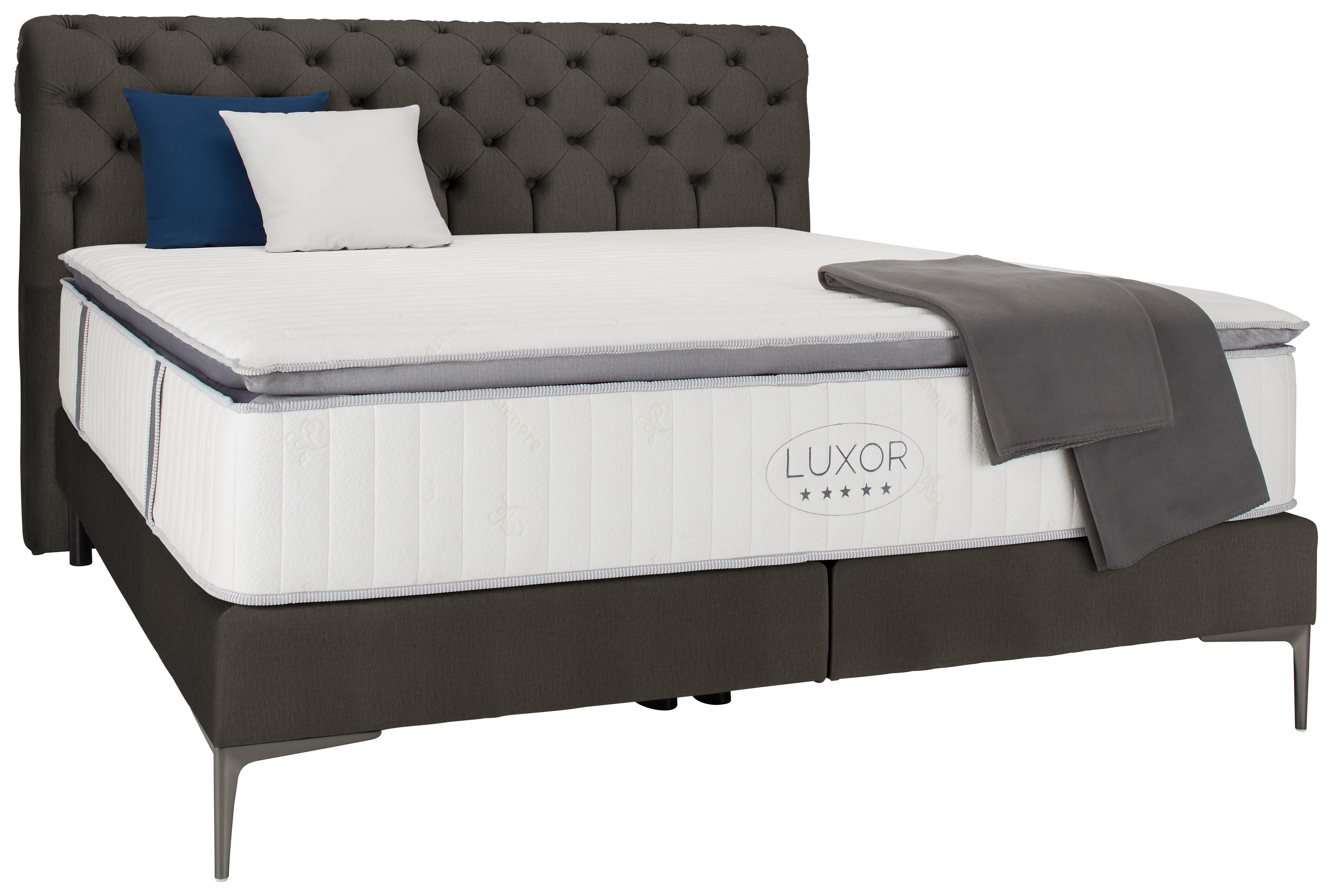 Boxspringbett ca. 180x200cm - Schwarz/Braun, ROMANTIK / LANDHAUS, Holz/Holzwerkstoff (180/200cm) - Premium Living