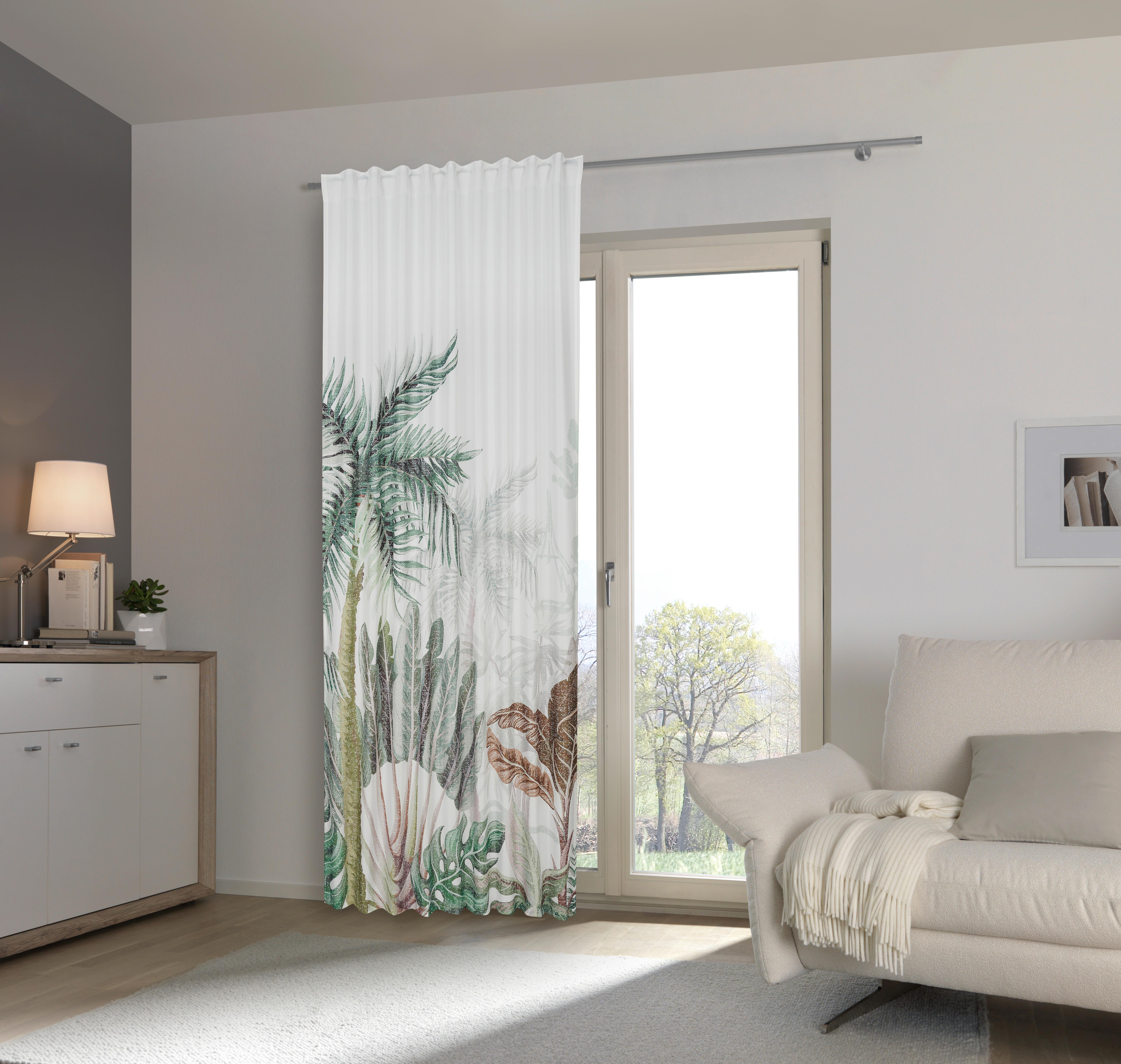 ZASŁONA GOTOWA PUNTA CANA - zielony/biały, Trend, tkanina (140/300cm) - Esposa