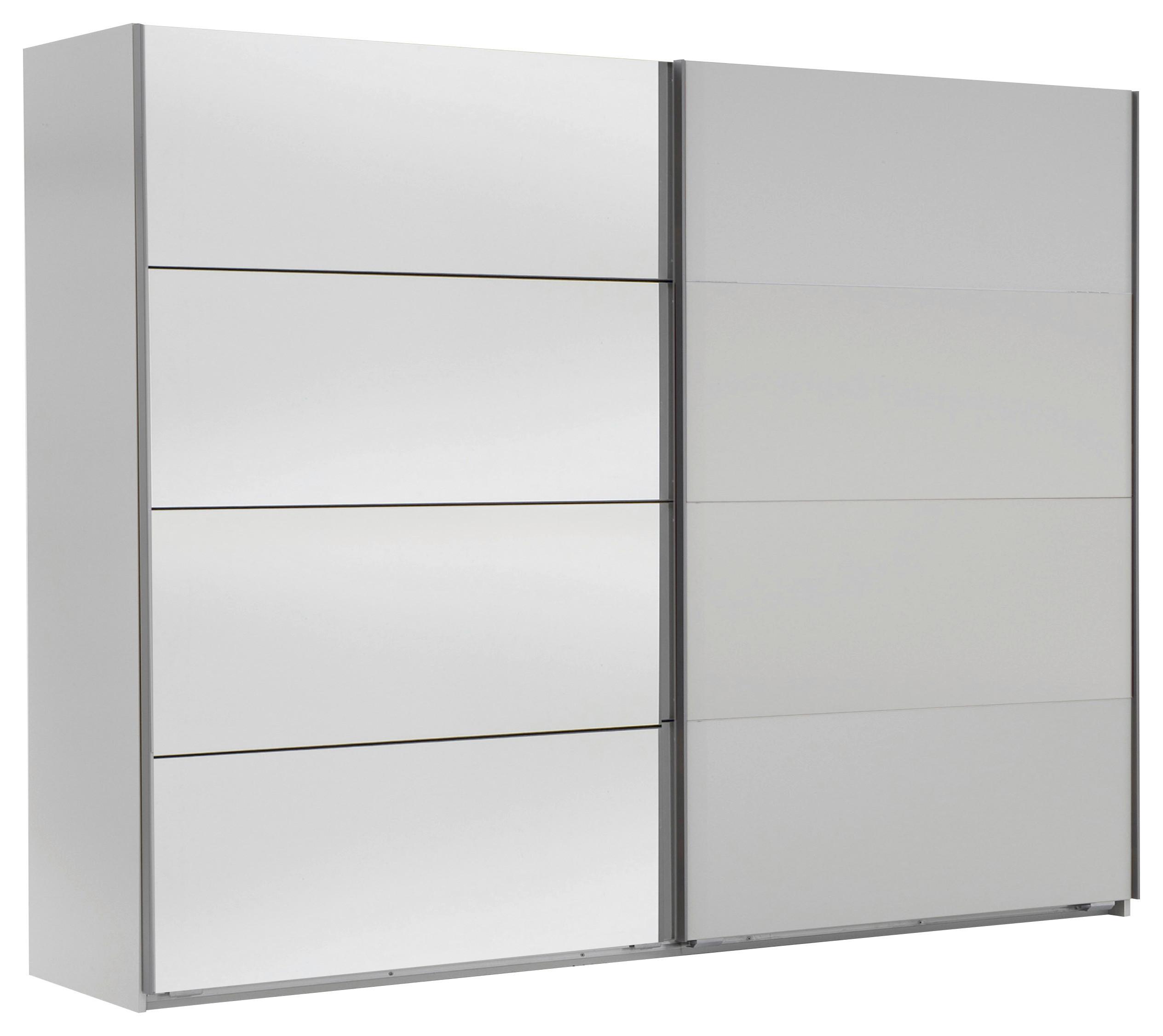 Omara Z Drsnimi Vrati Ernie, Bela, Z Ogledalom - bela/barve aluminija, Moderno, kovina/steklo (225/210/65cm) - MID.YOU