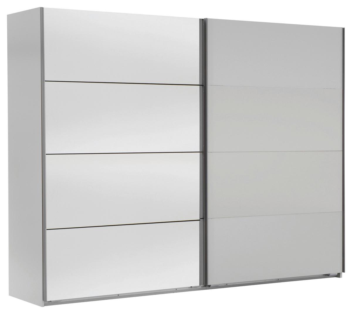 Omara Z Drsnimi Vrati Ernie, Bela, Z Ogledalom - bela/barve aluminija, Moderno, kovina/steklo (225/210/65cm) - MID.YOU