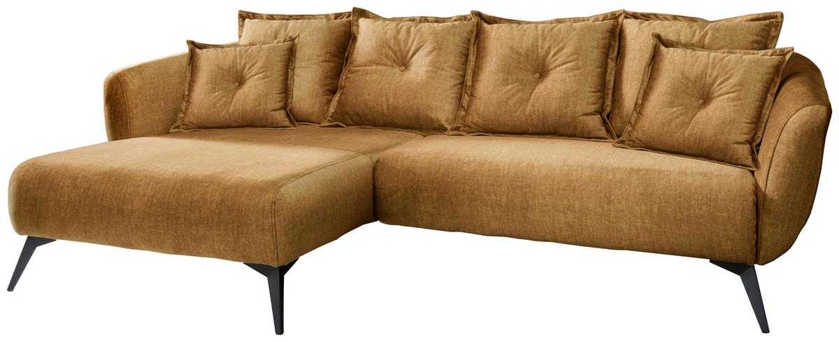 Wohnlandschaft Baggio Gelb Velours - Gelb/Schwarz, MODERN, Holz/Textil (162/277cm) - Livetastic