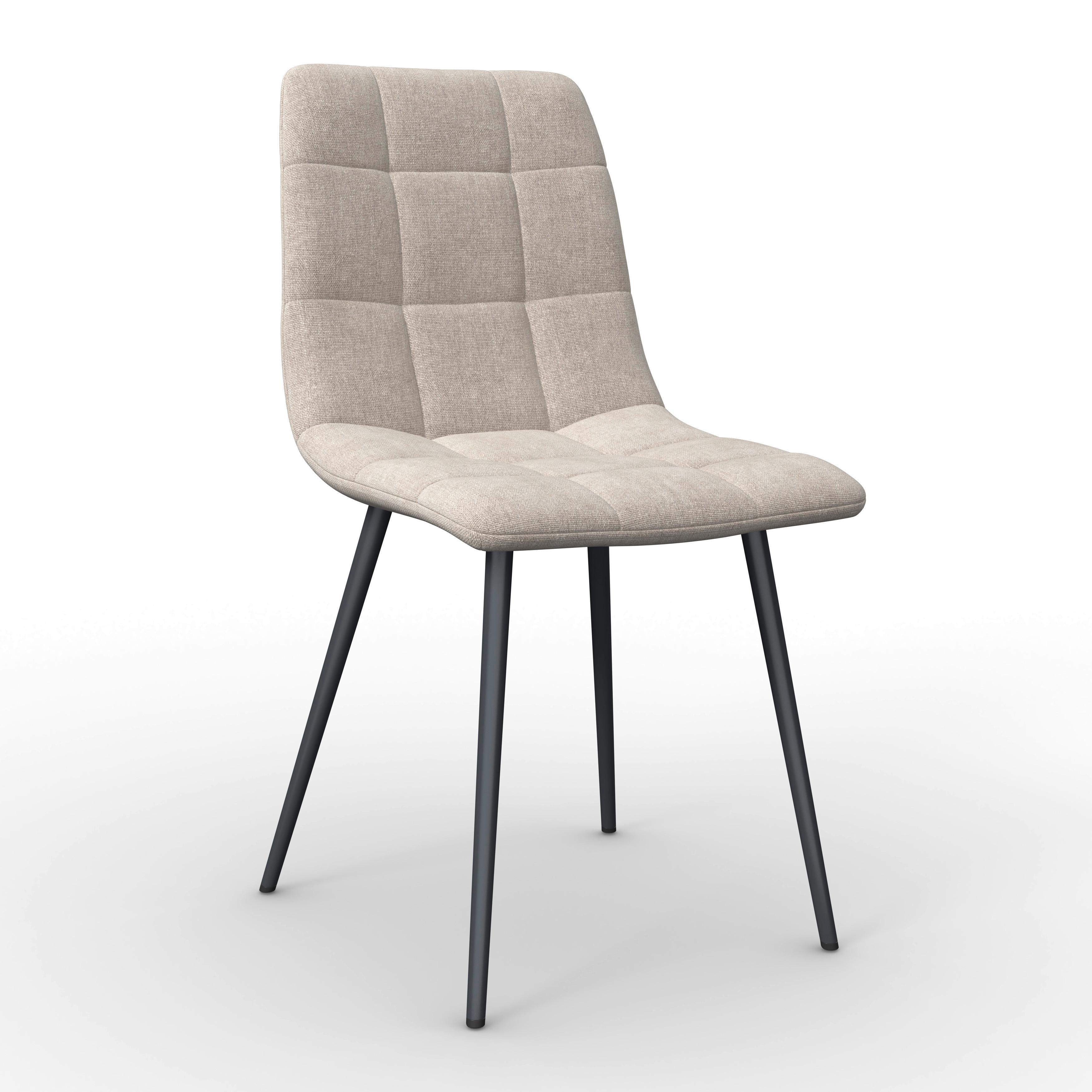 Stuhl Ria Greige Mikrofaser Gepolstert - Greige/Schwarz, MODERN, Textil/Metall (44/87/54cm) - Bessagi Home
