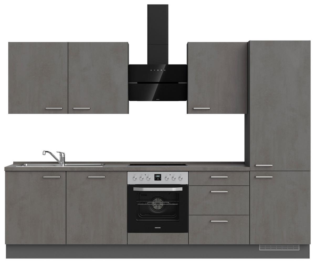 Küchenblock Riva High m. Geräten Schieferfarben - Schieferfarben/Edelstahlfarben, MODERN, Holzwerkstoff/Metall (300cm) - Nobilia