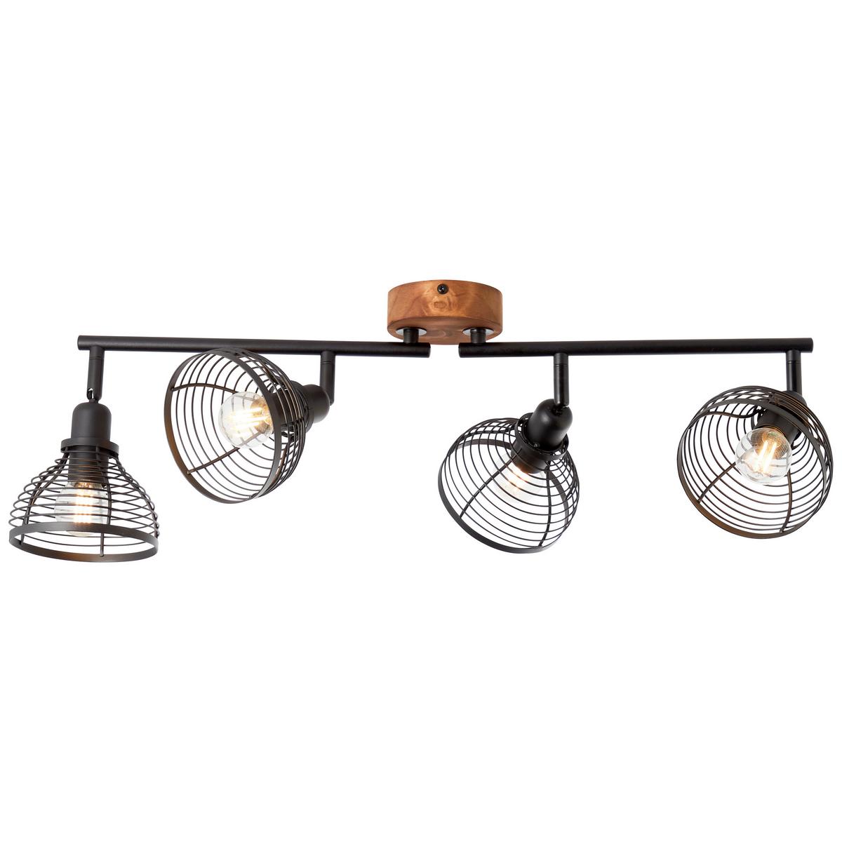 Strahler Avia Braun/Schwarz max. 40 Watt - Schwarz/Braun, Natur, Holz/Metall (22/70/12cm) - Brilliant