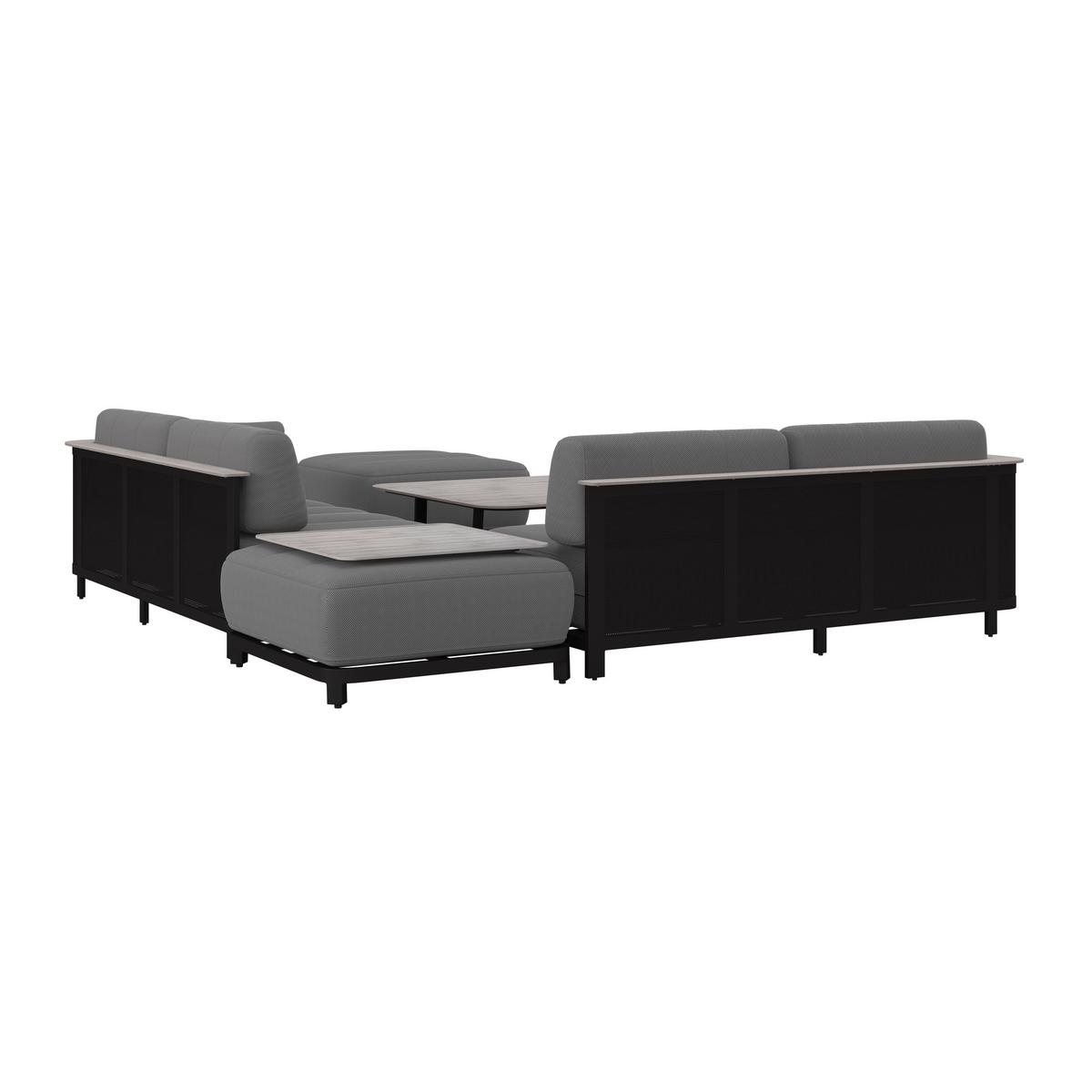 Loungegarnitur Mara Dunkelgrau Metall/Outdoorstoff +Abdeckung - Dunkelgrau/Schwarz, MODERN, Kunststoff/Textil (186/61/76,5cm) - Bessagi Garden