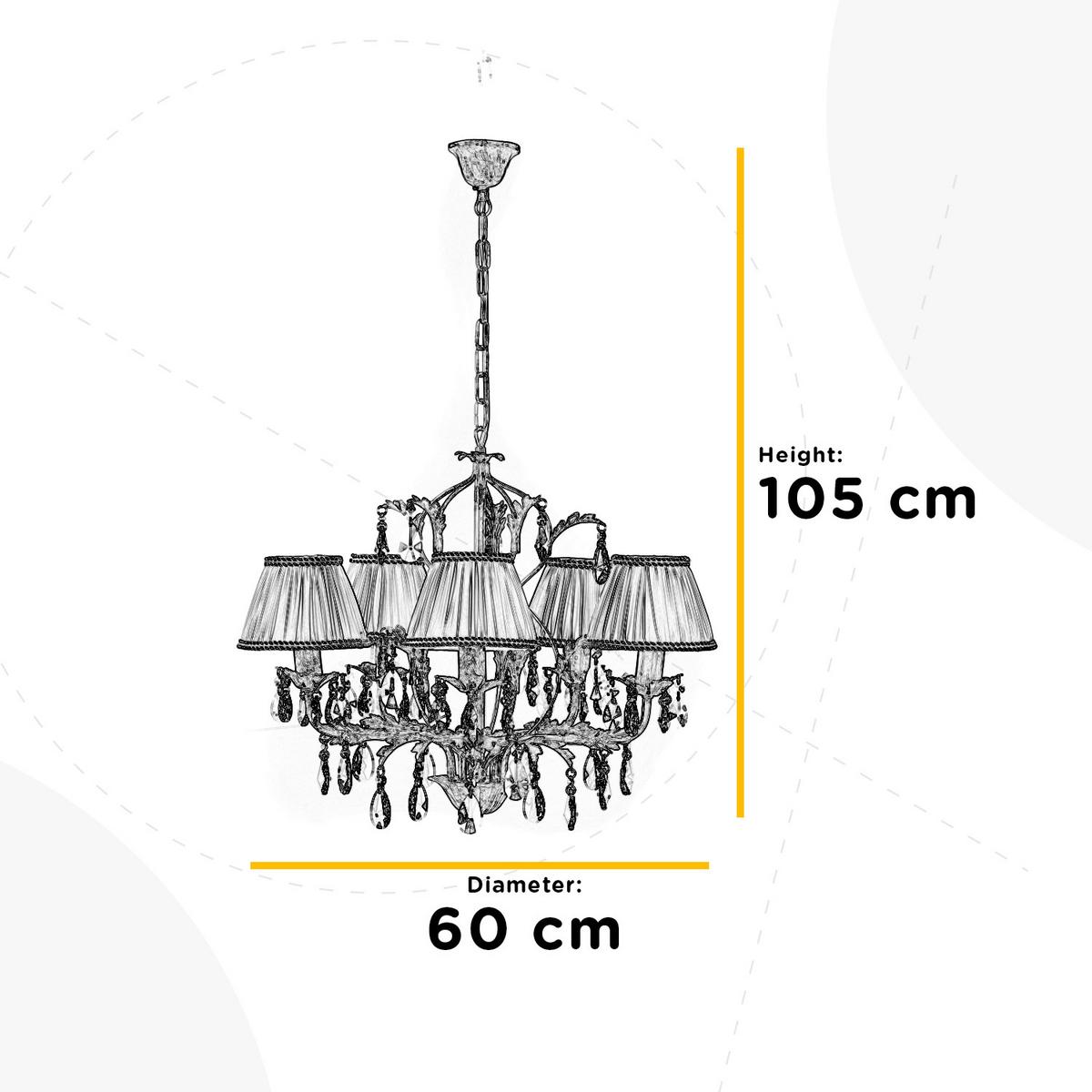 Kristall-Hängeleuchte Karen Weiß max. 6 Watt - Weiß, Natur, Glas/Textil (60/105cm)