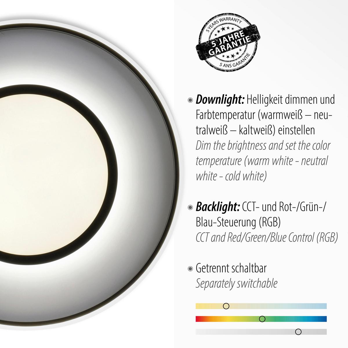 LED-Deckenleuchte Arenda max. 36 Watt - Schwarz, Design, Kunststoff/Metall (60/10cm)