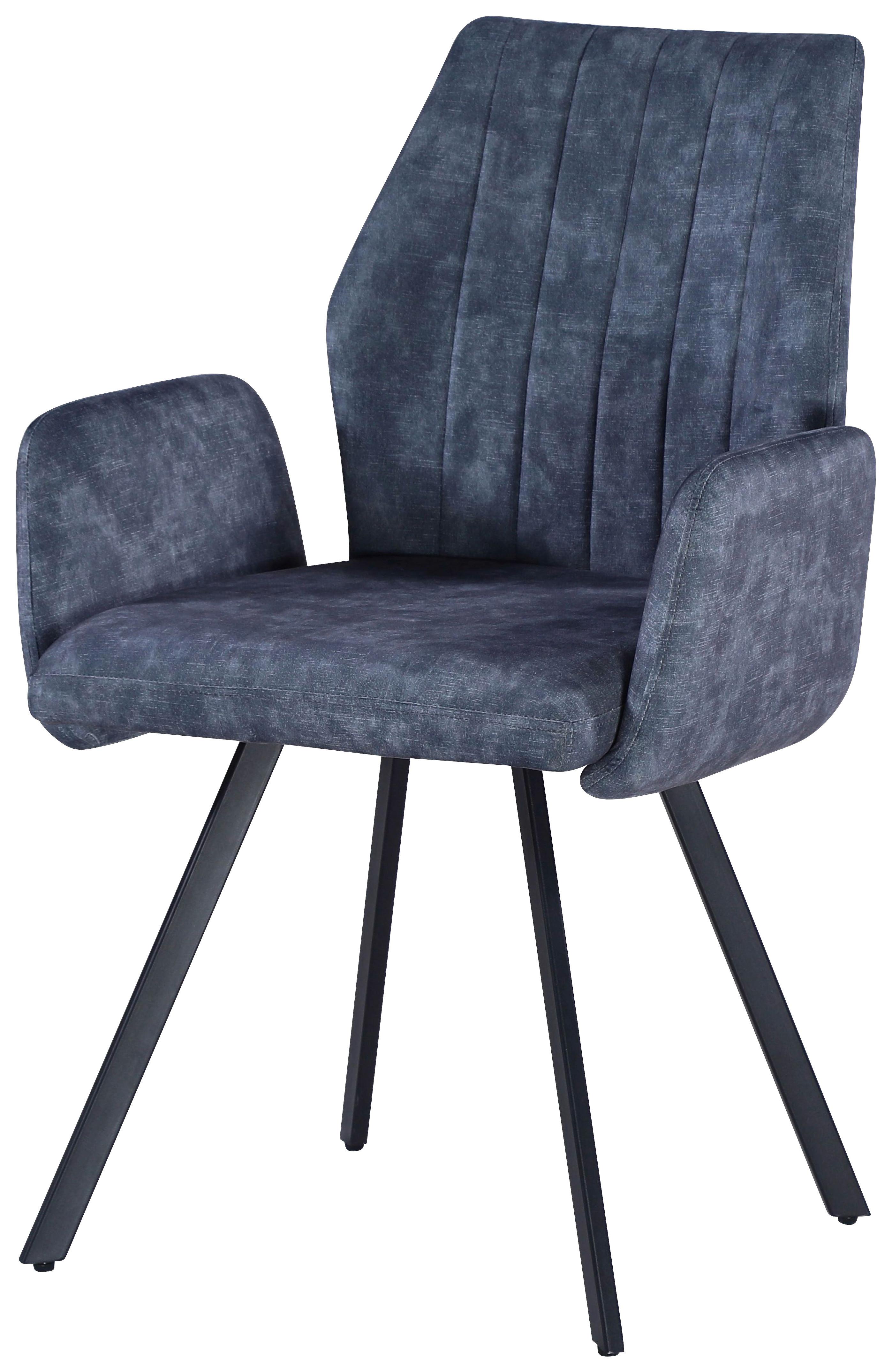 Scaun cu brațe JOHANNA 2 - negru/gri, Modern, metal/textil (57/90/60cm)