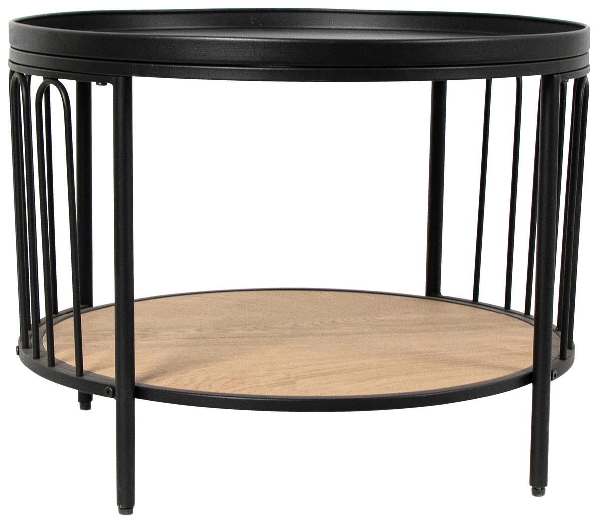 Măsuță de cafea ARWEN - culoare lemn stejar/negru, Modern, metal/material pe bază de lemn (60/45,5/60cm) - Modern Living