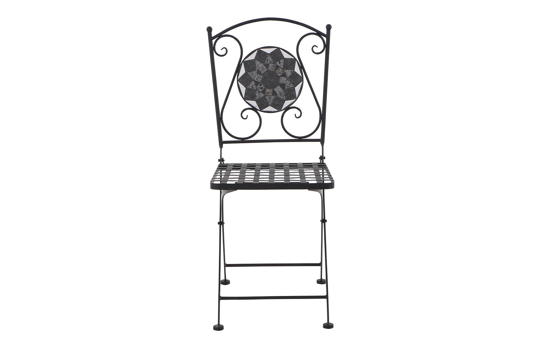 Gartenklappstuhl Mosaik ca. 39x88,5x49,5 cm Schwarz - Schwarz, KONVENTIONELL, Keramik/Metall (39/88,5/49,5cm) - Siena Garden