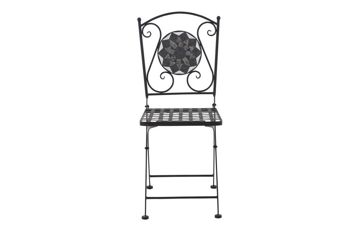 Gartenklappstuhl Mosaik ca. 39x88,5x49,5 cm Schwarz - Schwarz, KONVENTIONELL, Keramik/Metall (39/88,5/49,5cm) - Siena Garden