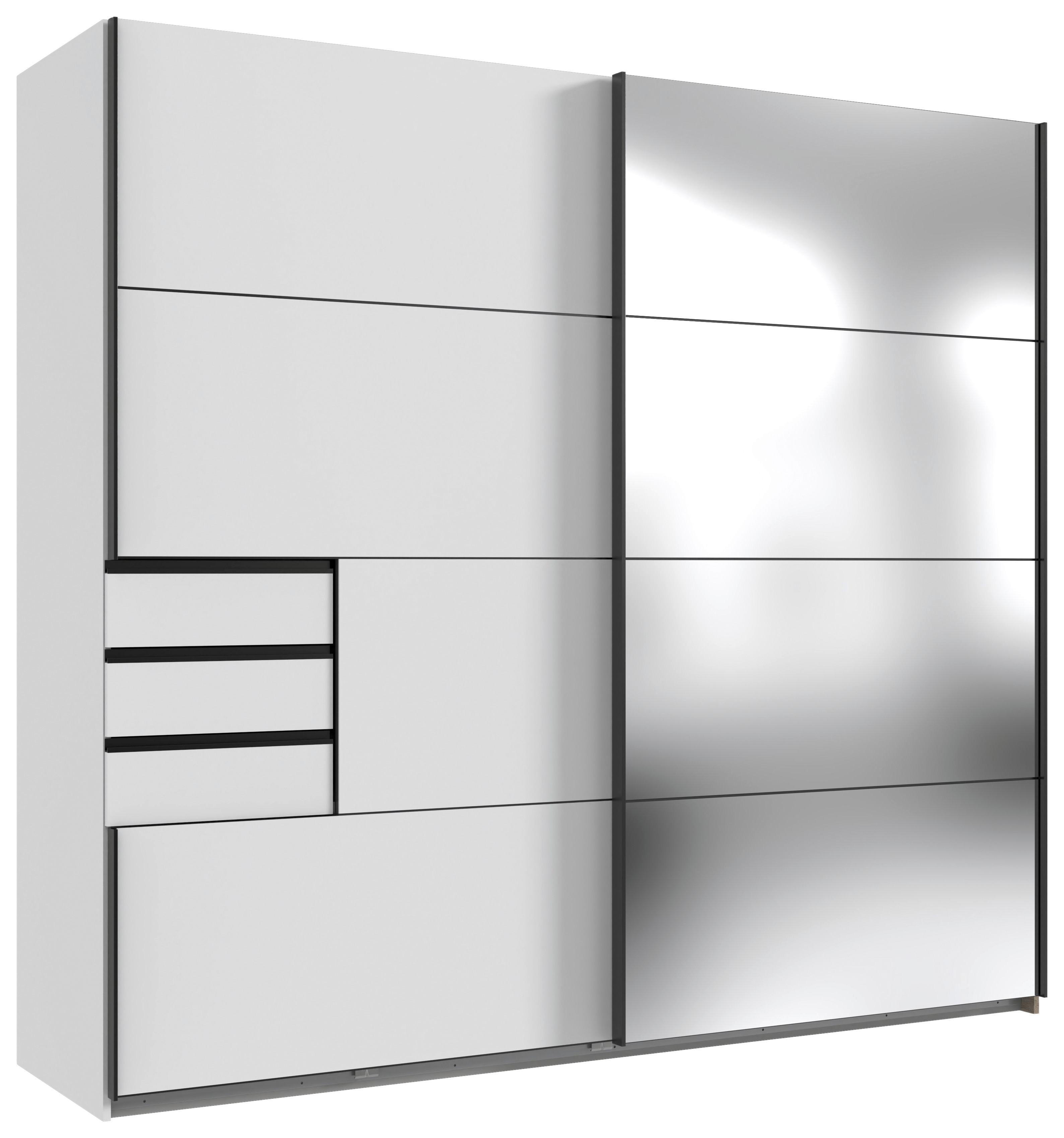 Schwebetürenschrank Saigon ca. 225x210 cm Weiß - Schwarz/Weiß, MODERN, Holzwerkstoff/Metall (225/210/64cm) - MID.YOU