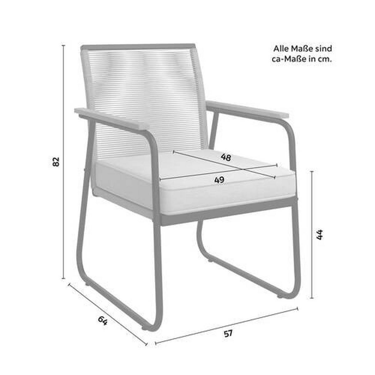 Kerti Karosszék Szett Párnával Momo 2db/szett - világosszürke/natúr színű, Modern, műanyag/textil (57/82/64cm) - Bessagi Garden