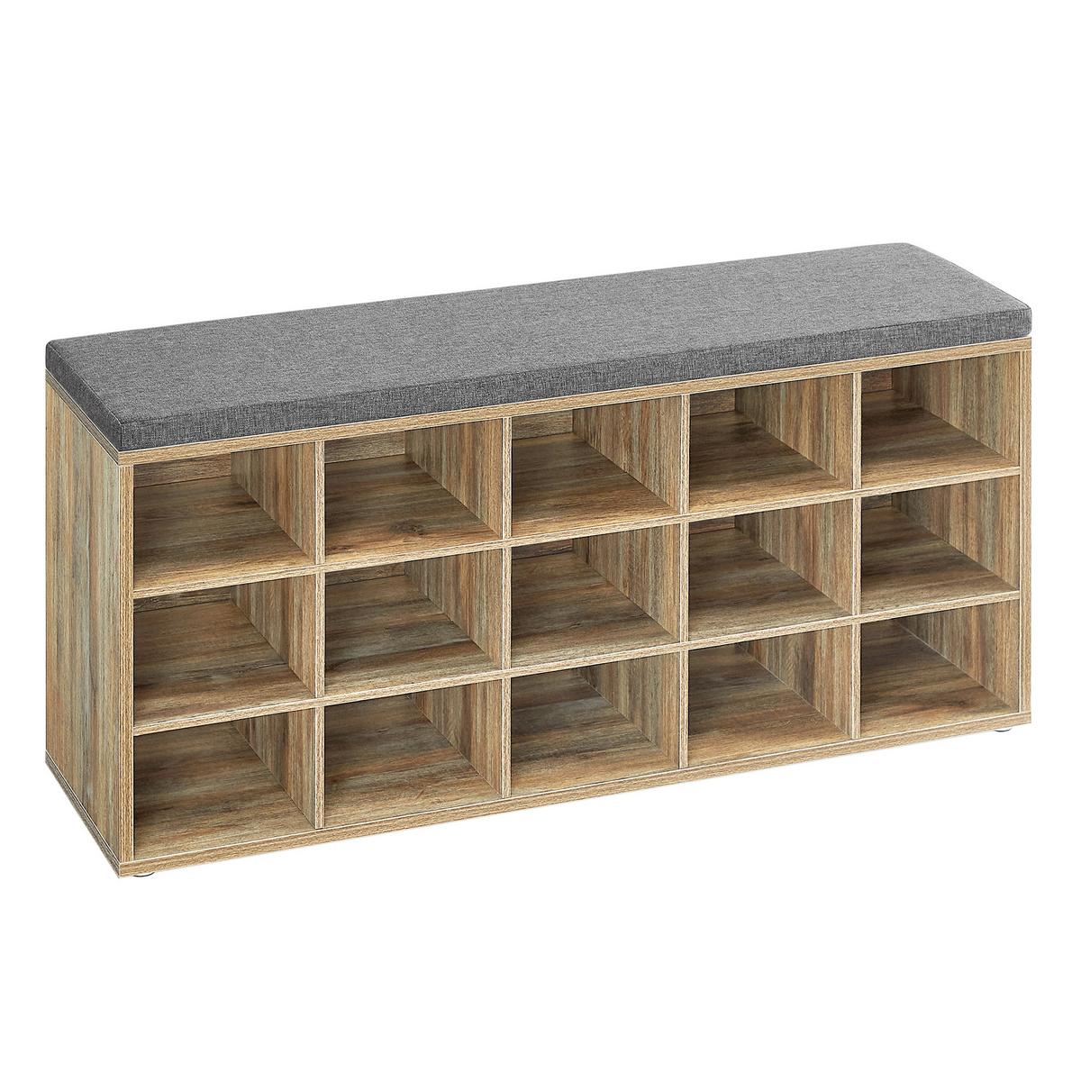 SCHUHBANK SHOE BENCH - Braun/Grau, MODERN, Holzwerkstoff/Textil (105/48/30cm) - MID.YOU
