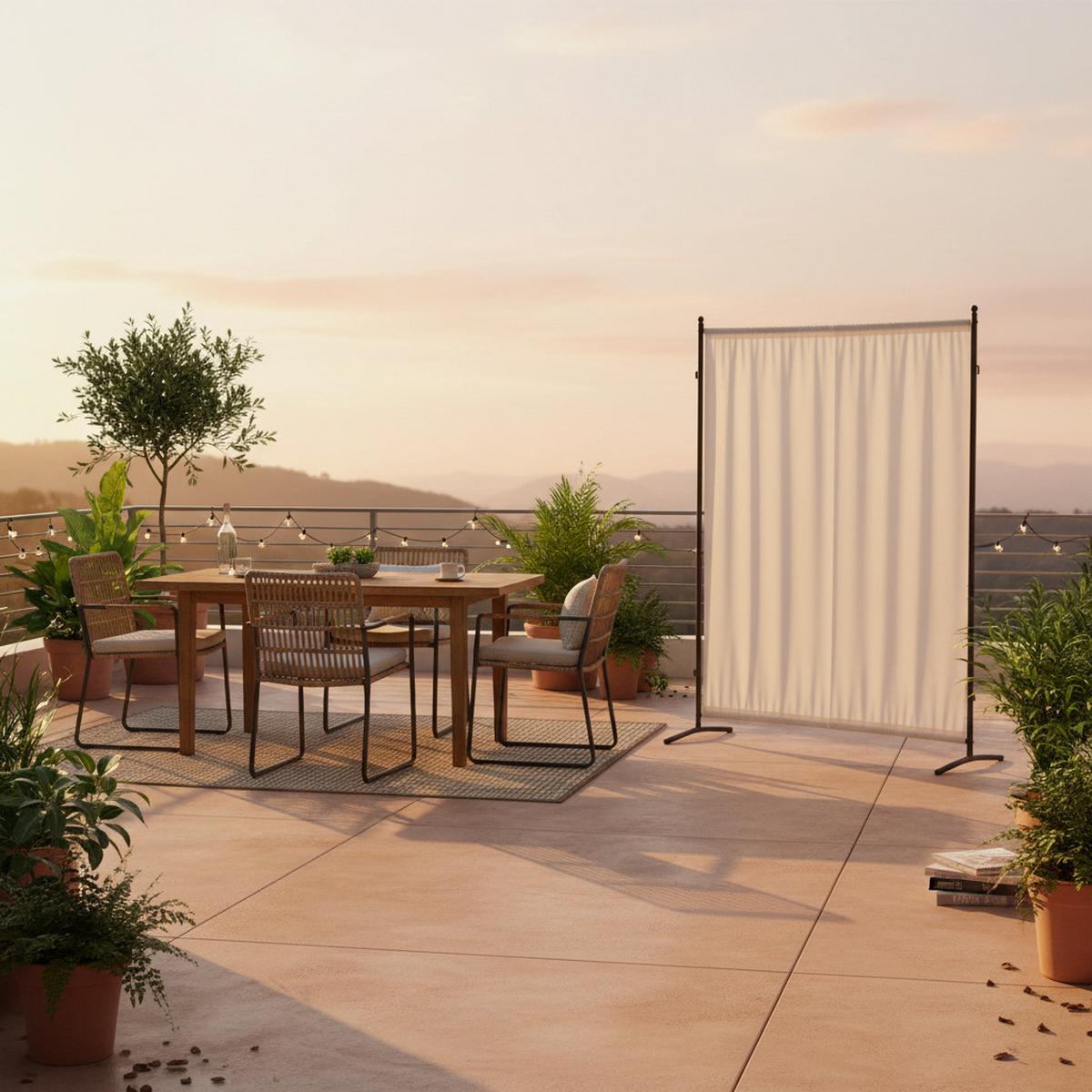 Zaščita Pred Pogledi Textil, Bež - srebrne barve/bež, Konvencionalno, kovina/tekstil (155/188/50cm) - Gardenson