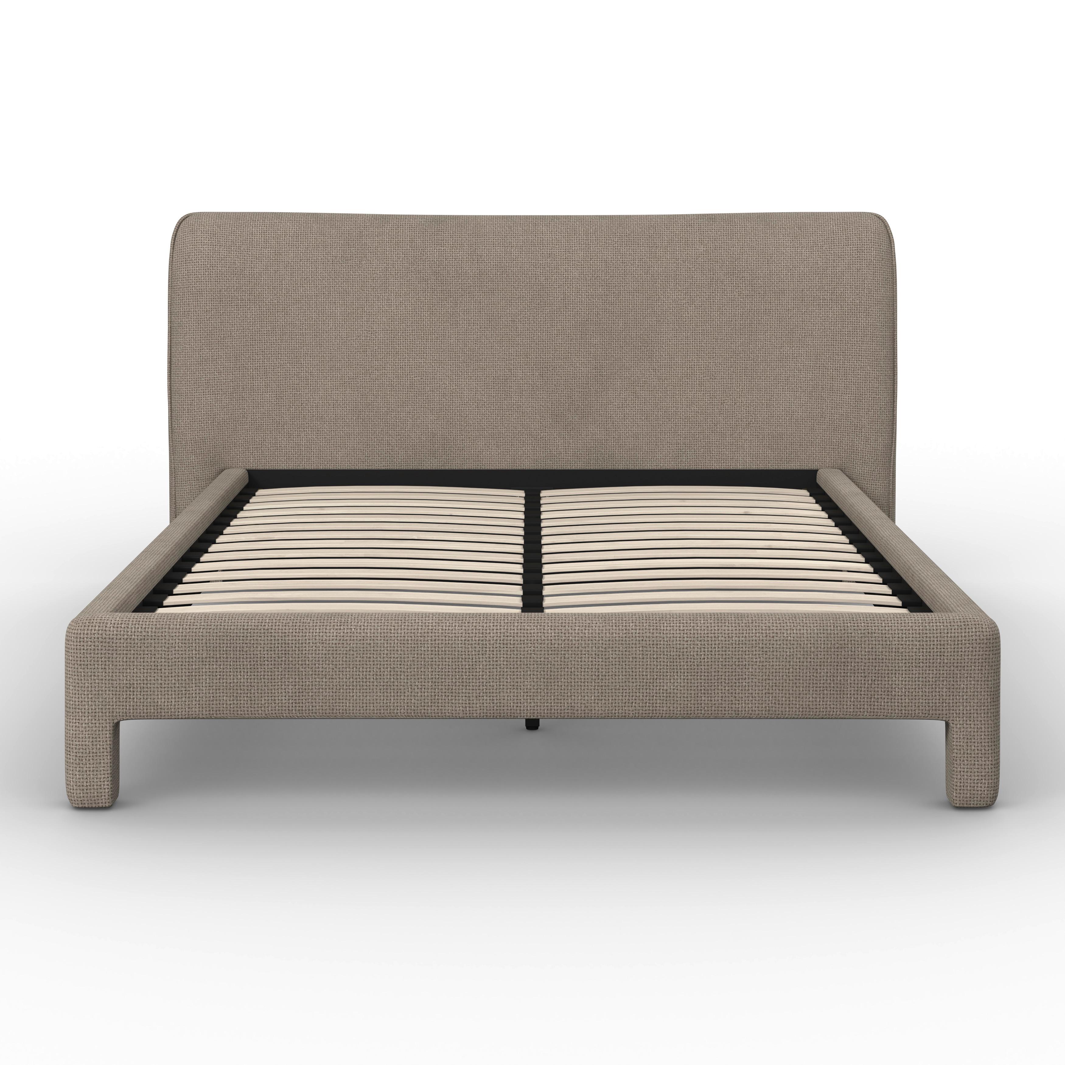 STOPPAD SÄNG VALION - taupe/ekfärgad, Modern, metall/trä (160/200cm) - Bessagi Home