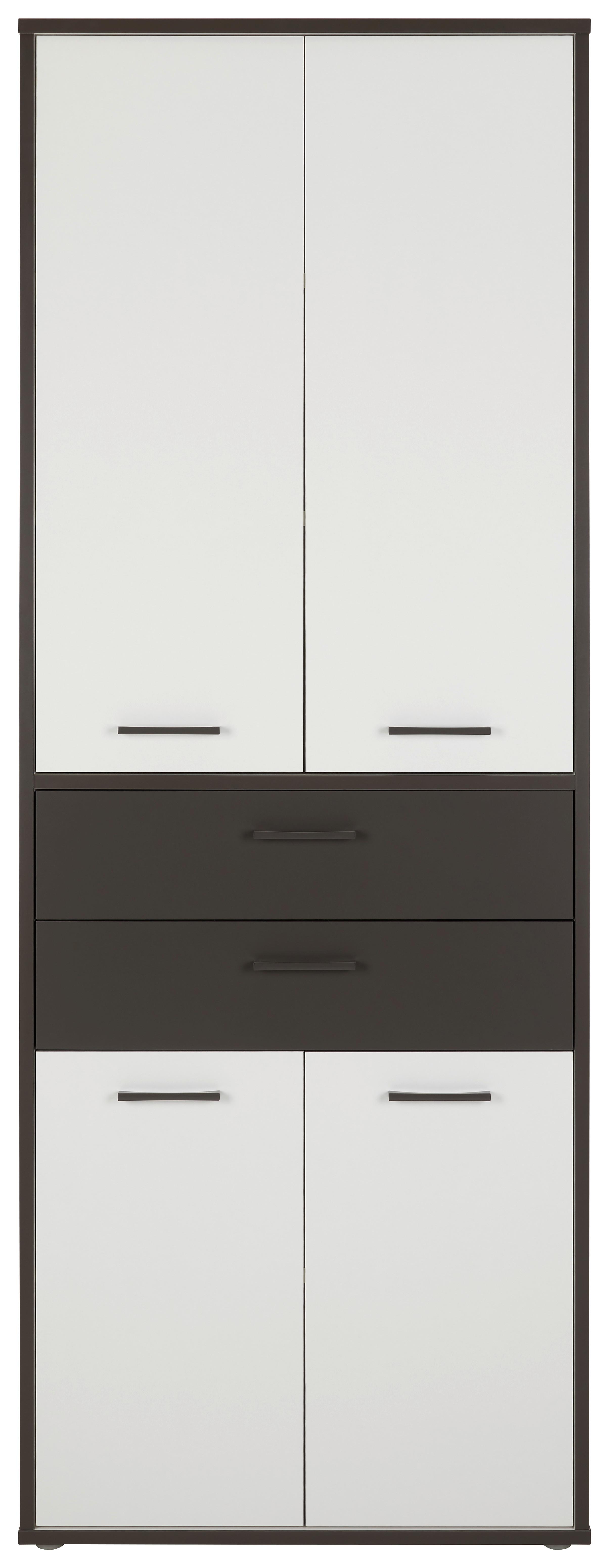 Kombinacija Regalov Keflavik, Siva, Bela - siva/bela, Moderno, umetna masa/leseni material (84,5/226,5/41,5cm) - Mömax