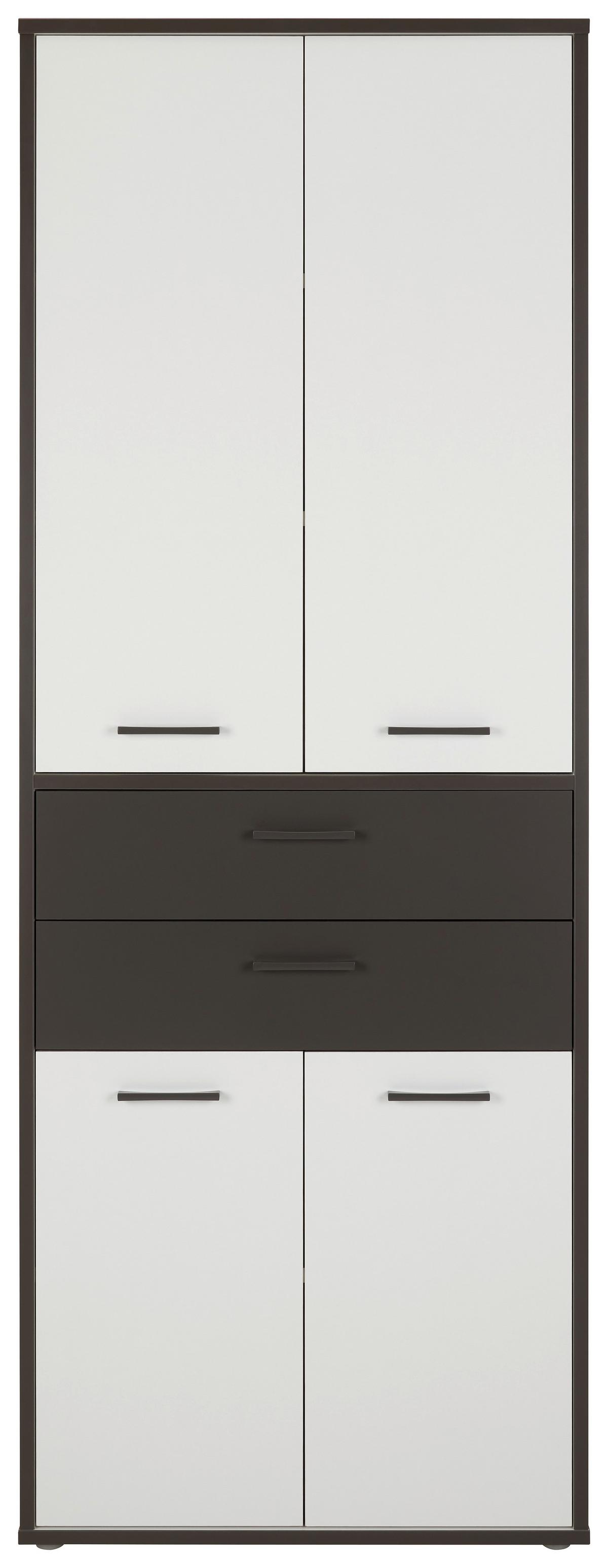 Kombinacija Regalov Keflavik, Siva, Bela - siva/bela, Moderno, umetna masa/leseni material (84,5/226,5/41,5cm) - Mömax