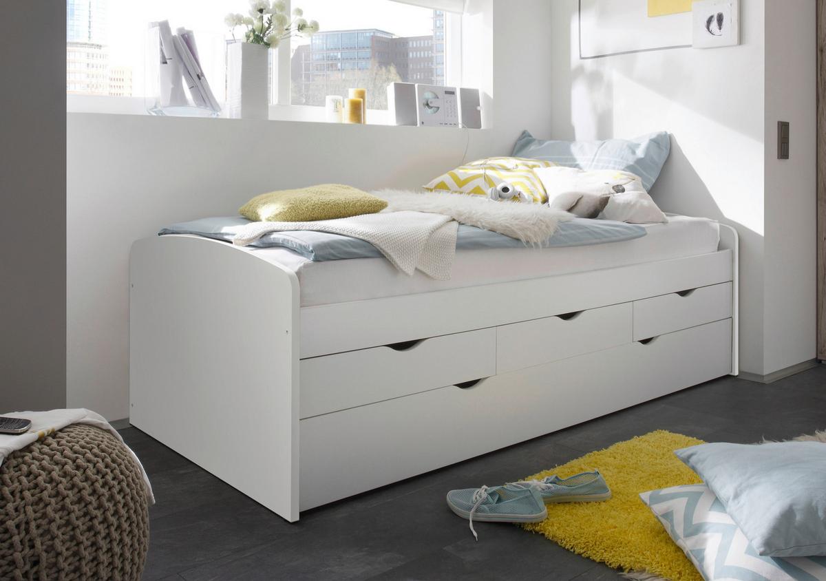 Kihúzható Ágy Nessi - fehér, Basics, faalapú anyag (90/200cm) - MID.YOU