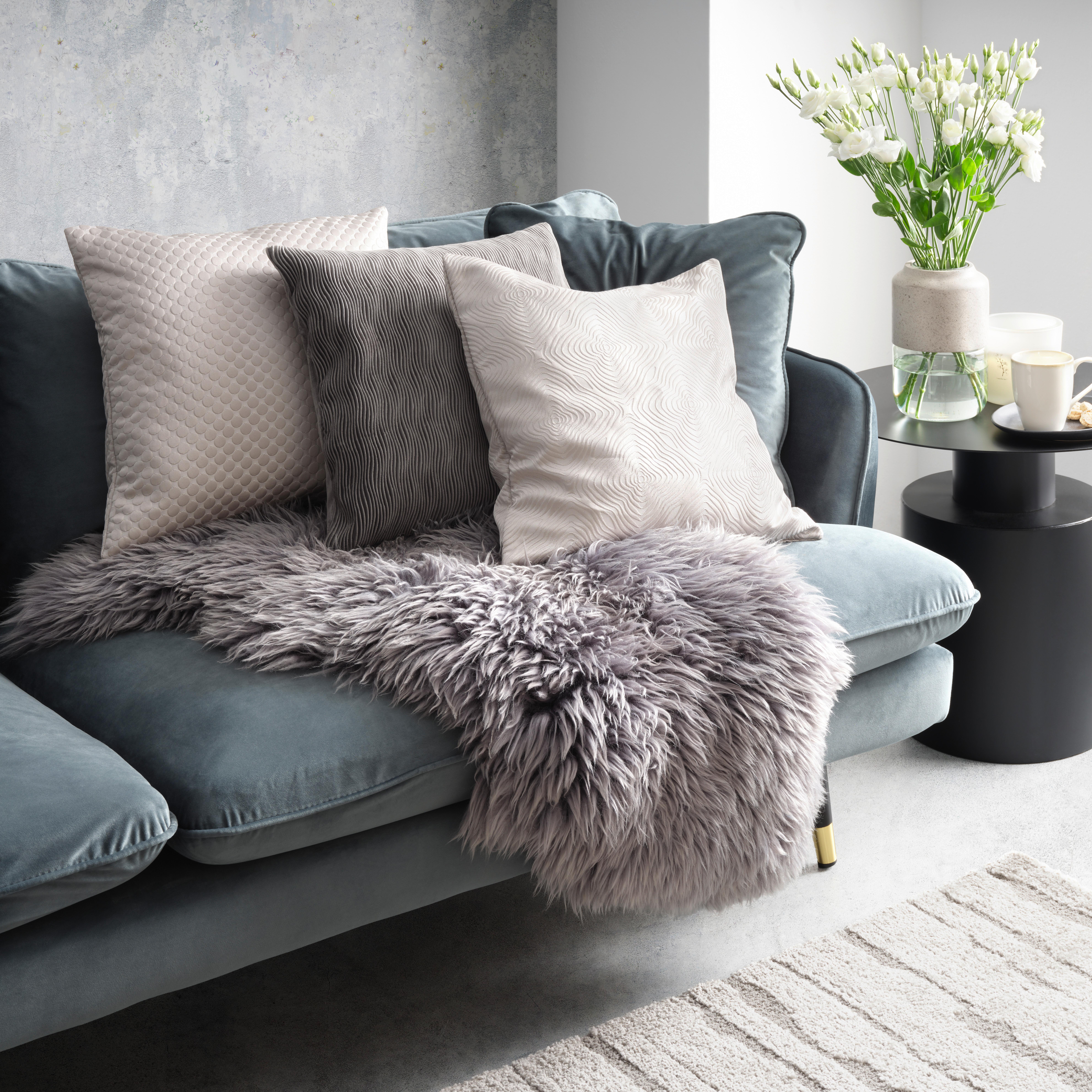 Kissenhülle Violet in Anthrazit ca.50x50cm - Anthrazit, Basics, Textil (50/50cm) - Premium Living