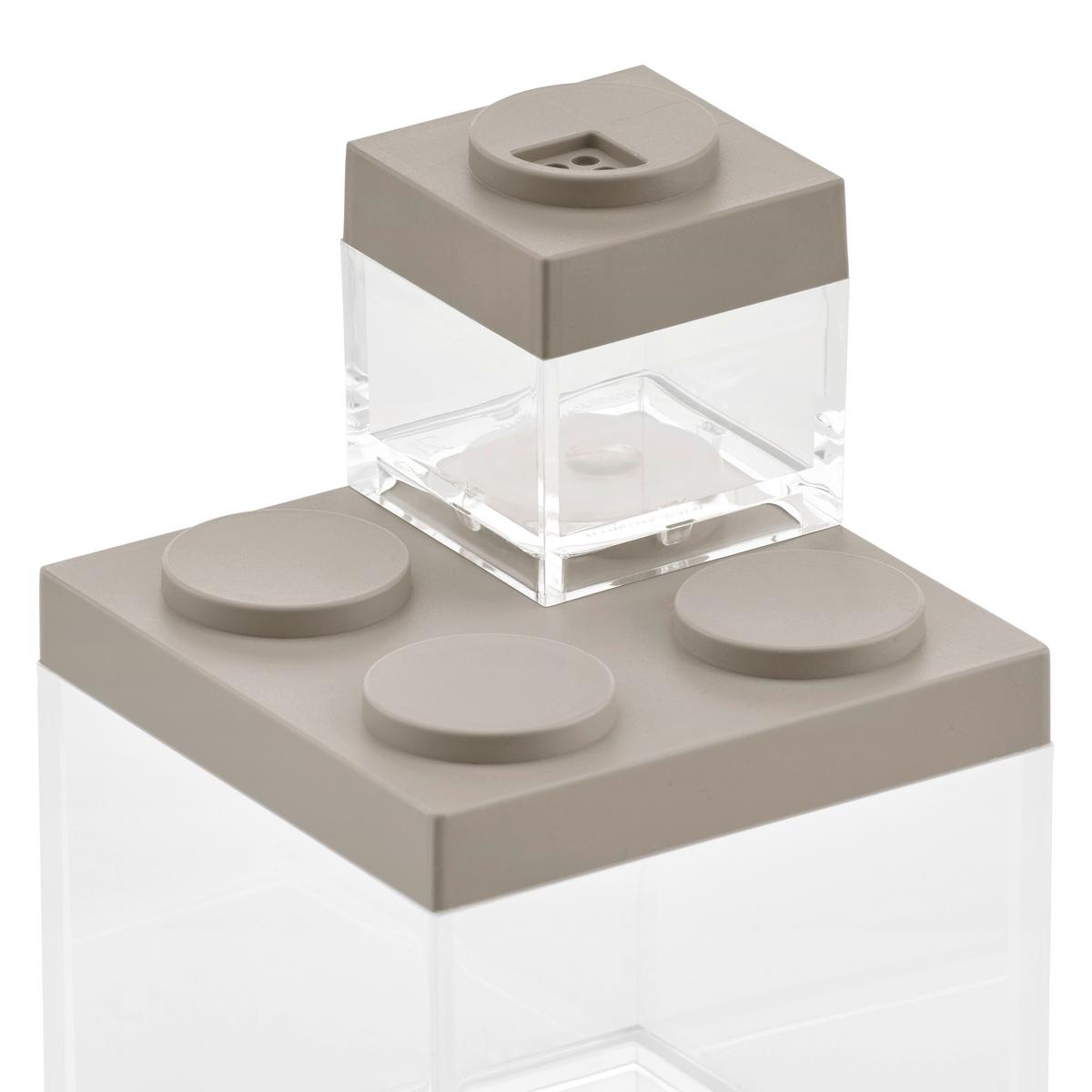 POJEMNIK KUCHENNY ADORNO - szarobrązowy/przezroczysty, tworzywo sztuczne (5/5/5,5cm)