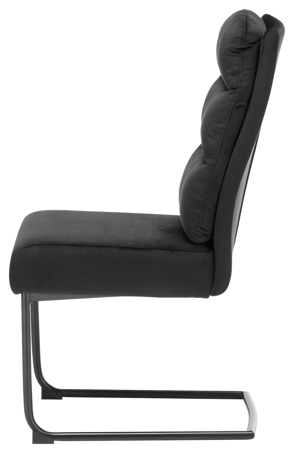 KRZESŁO NA PŁOZIE LAMPANG 2 - czarny, Modern, metal/tkanina (46/98/65cm) - Livetastic