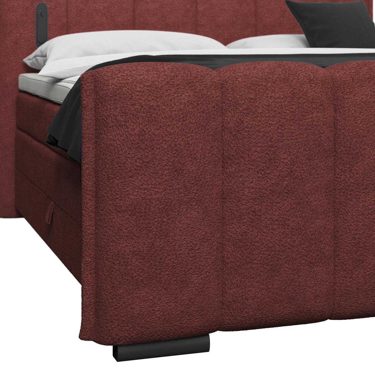 Boxspring Krevet Elysia - bordo/crna, Trend, drvni materijal/drvo (180/200cm) - Premium Living