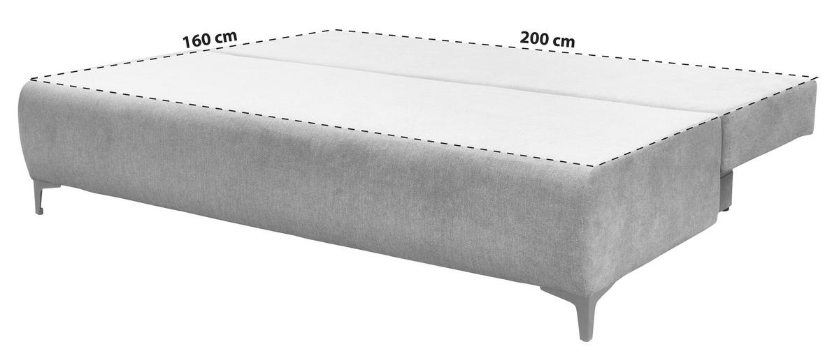 Zofa Boxspring Viera, Svetlo Siva, Ležišče, Predal - črna/svetlo siva, Moderno, kovina/tekstil (201/100/105cm) - Mömax