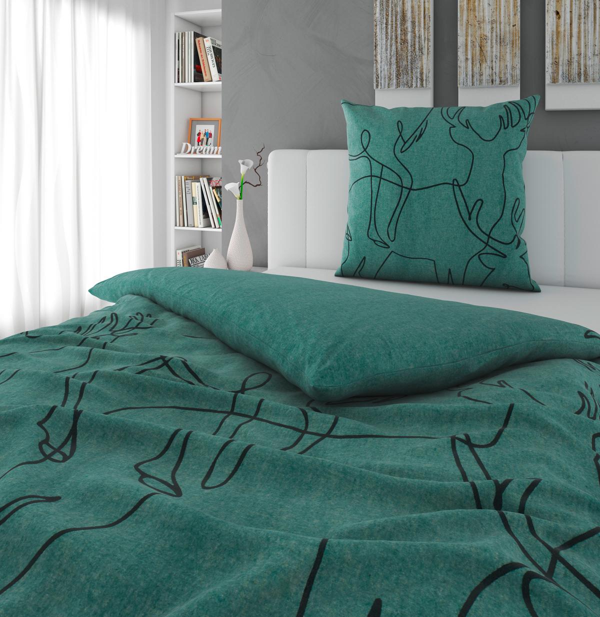 POŚCIEL MELANGE - ciemnozielony, Design, tkanina (135/200cm) - Novel