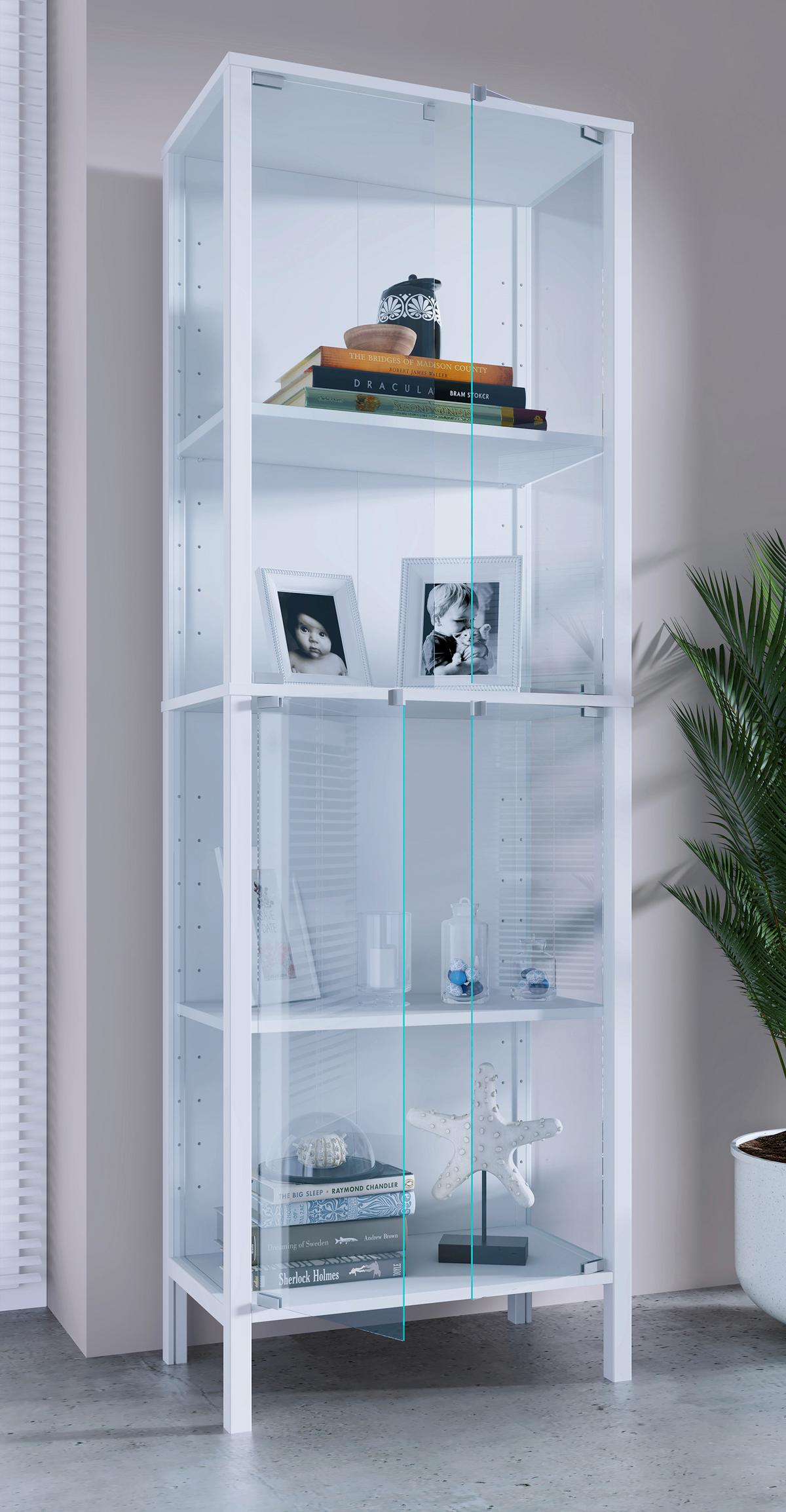 Vitrine Jensol Weiß/Klar - Klar/Weiß, Design, Glas/Holzwerkstoff (60/178/35cm) - Livetastic