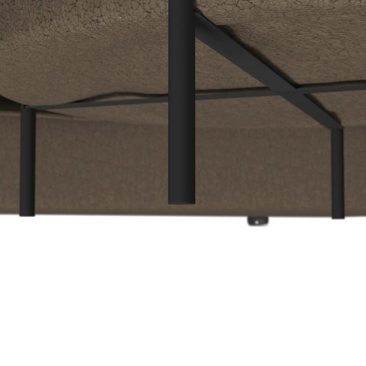 Wohnlandschaft Nilas Braun Chenille mit Hocker - Schwarz/Braun, MODERN, Holz/Textil (322/80/154cm) - Bessagi Home