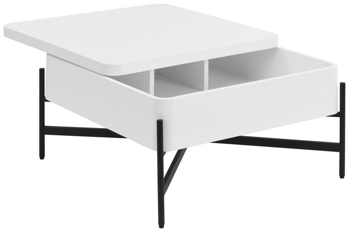 Klubska Miza Calvasi, Bela - črna/bela, Moderno, kovina/leseni material (75/45/75cm)
