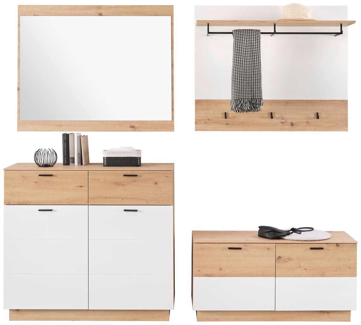 Klupa Tonale - bijela/hrast Artisan, Konvencionalno, drvni materijal/plastika (106,5/53,6/40cm) - Modern Living