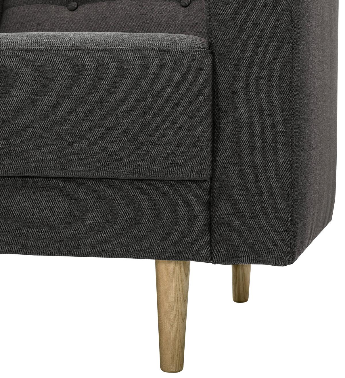 2-Sitzer-Sofa Jasmin Anthrazit Flachgewebe mit Schlaffunktion - Anthrazit/Eschefarben, MODERN, Holz/Textil (128/81cm) - Max Winzer