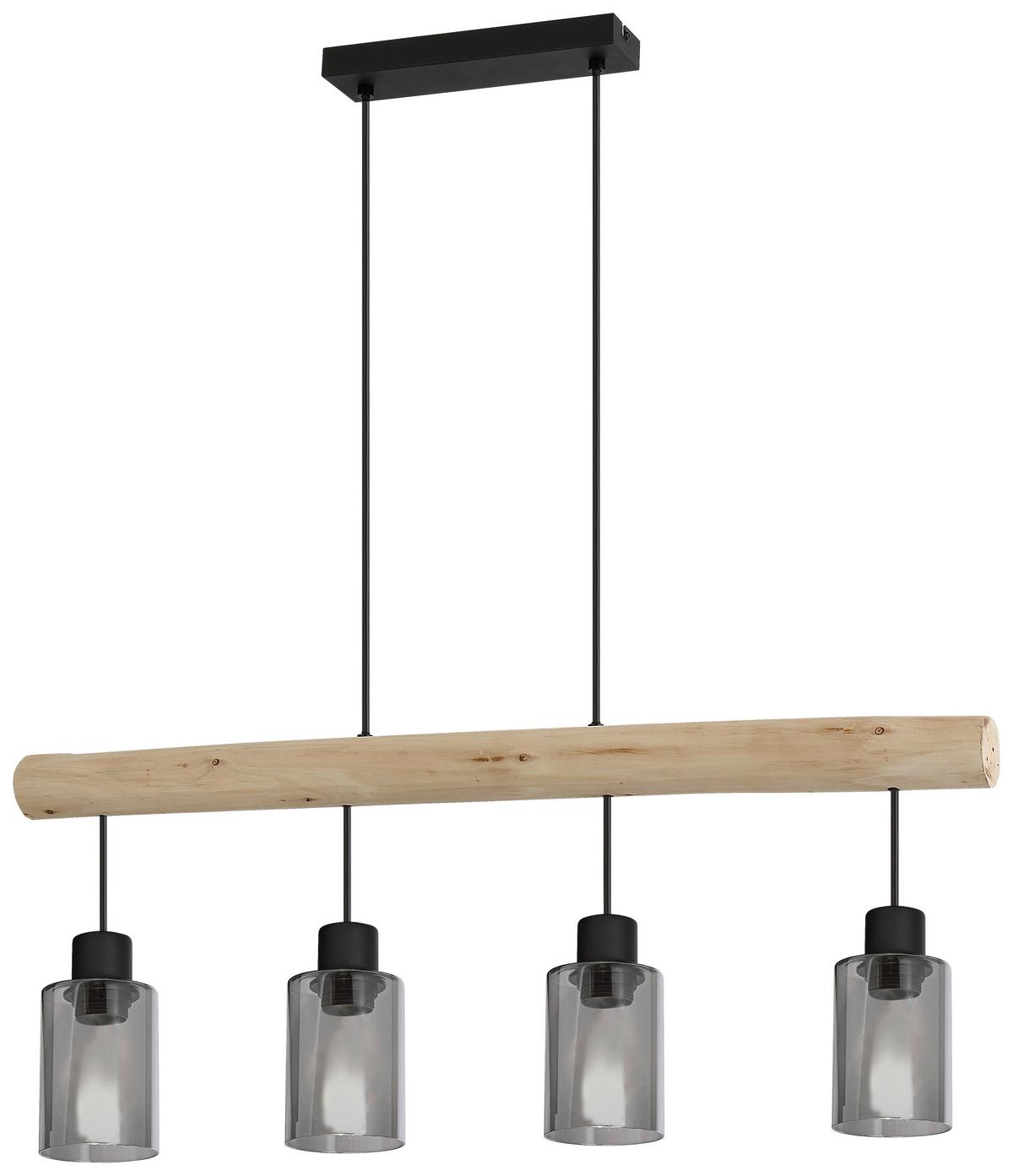 LAMPA WISZĄCA DOBL - kolor naturalny/czarny, Design, metal/drewno (100/15/120cm) - Novel