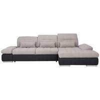 Ecksofa in Grau mit Bettfunktion - Chromfarben/Dunkelgrau, Konventionell, Holz/Textil (305/96/187cm) - Premium Living