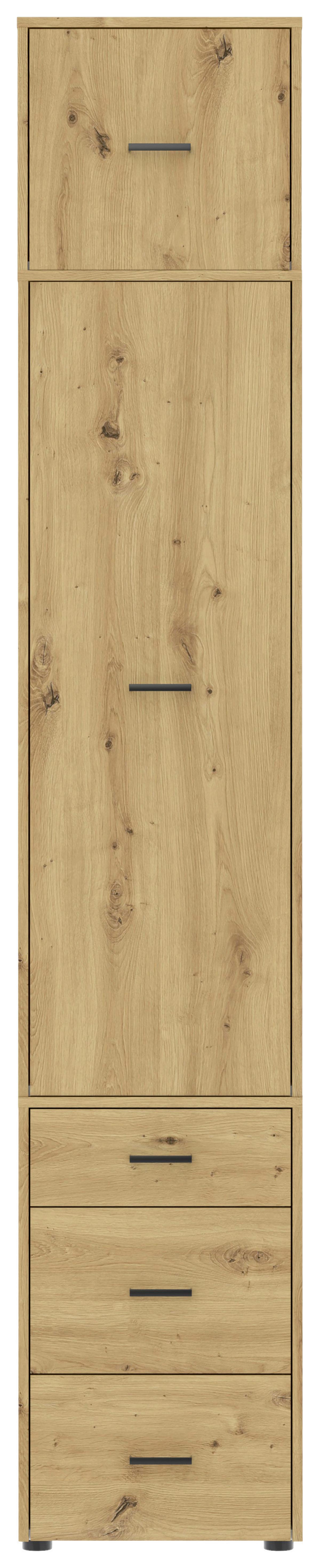 Kleiderschrank Kivo Eiche Artisan - Schwarz/Eiche Artisan, Basics, Holzwerkstoff/Kunststoff (45/239,40/52,1cm) - Based