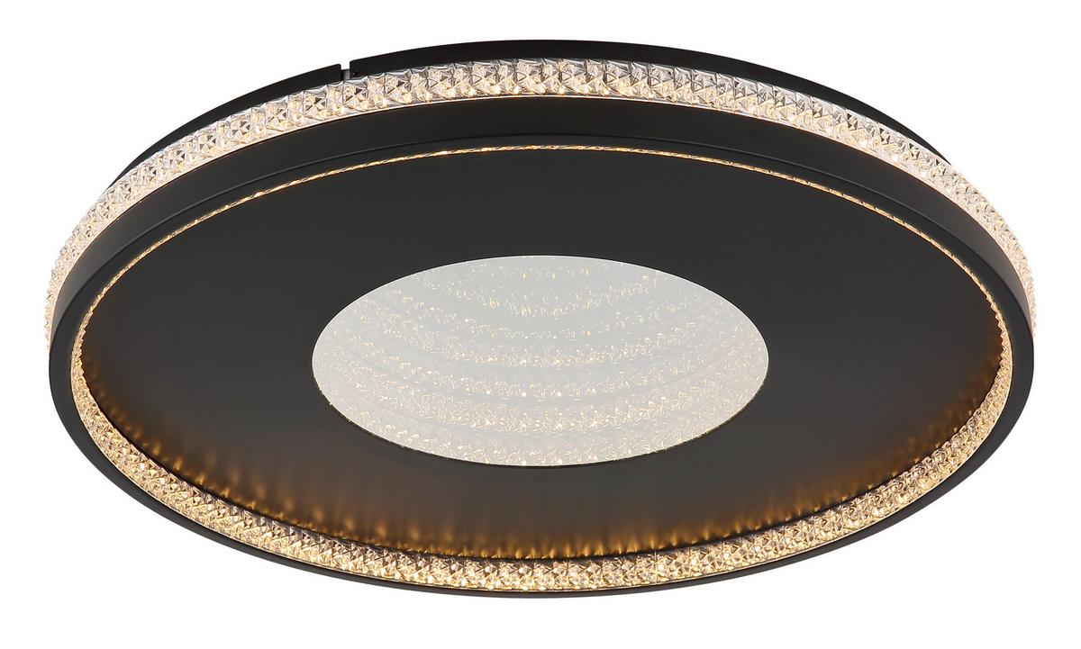 LED-DECKENLEUCHTE 48463-40 WALTRAUD - Klar/Schwarz, Trend, Kunststoff/Metall (50/6,5cm) - Globo