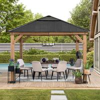 Pavillon Gazebo Pirin Anthrazit Echtholz - Anthrazit, Basics, Kunststoff/Metall (336/287/336cm) - Modante