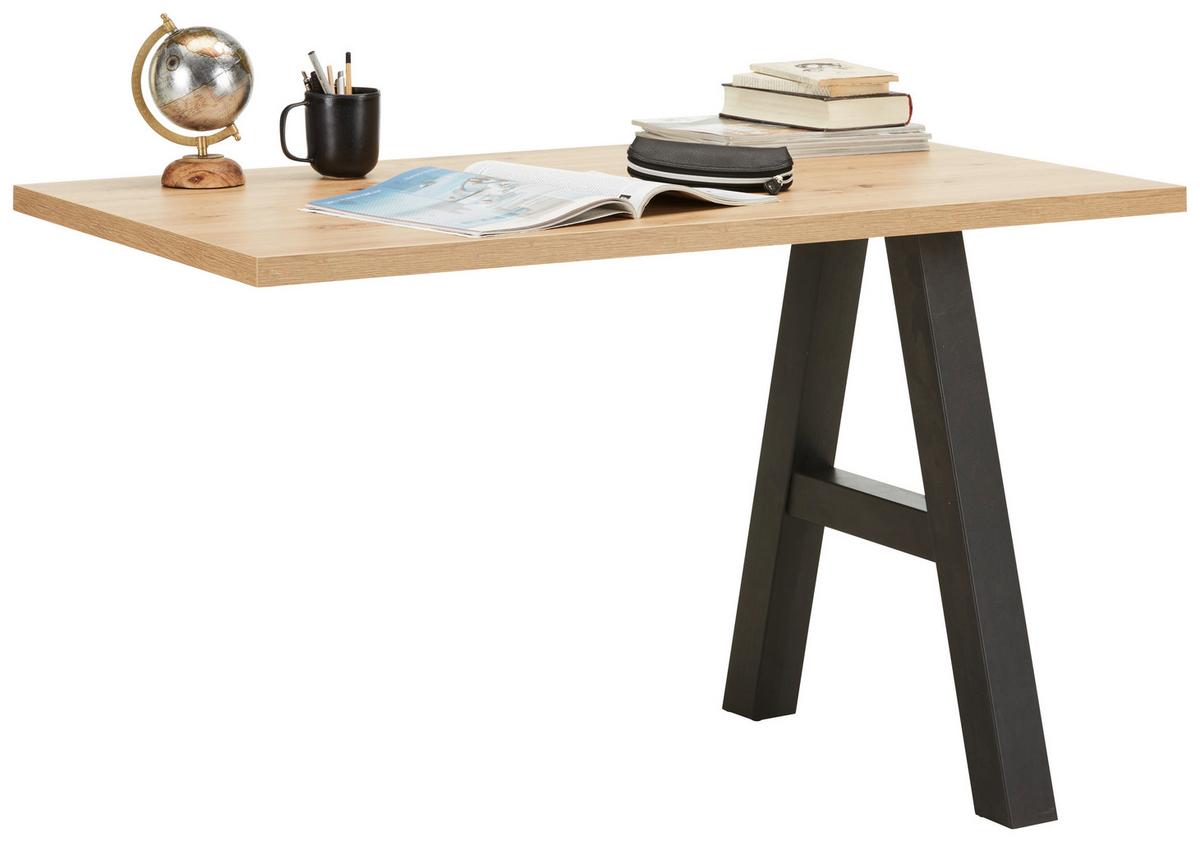 Anbauschreibtisch in Schreibtisch/Eichefarben - Eichefarben/Schwarz, MODERN, Holzwerkstoff (120/75/70cm) - Mömax