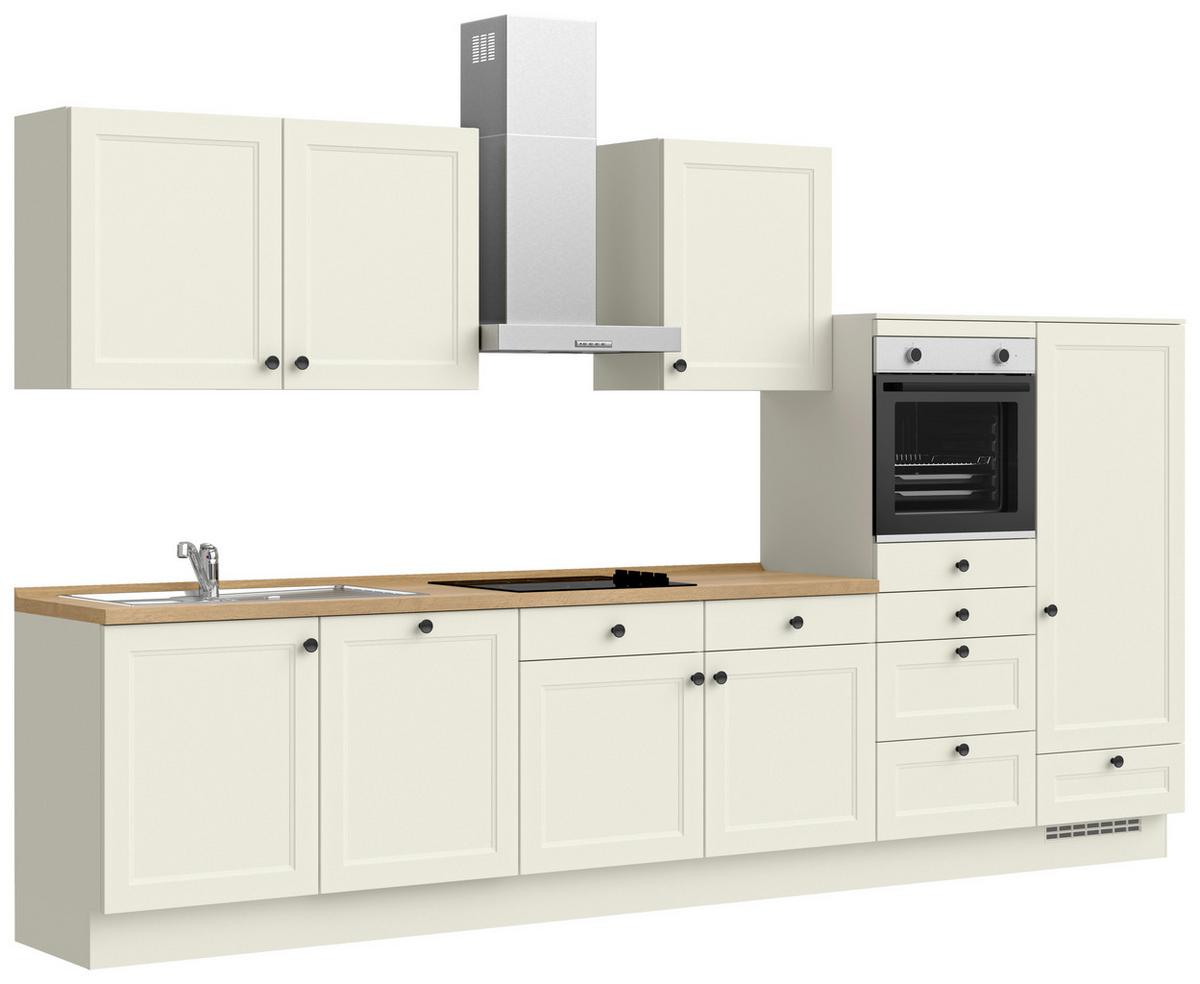 Küchenblock Cascada Low m. Geräten Weiß - Eichefarben/Schwarz, MODERN, Holzwerkstoff/Metall (360cm) - Nobilia