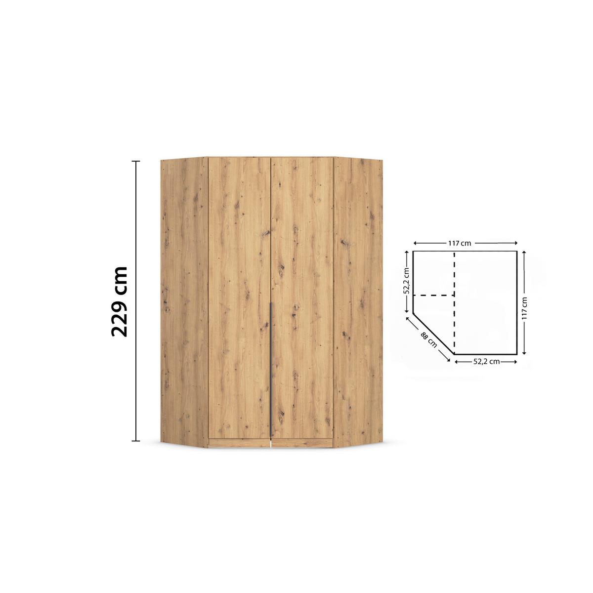 Kutni Ormar Za Odjeću Alabama - siva/tamno siva, Moderno, drvni materijal (117/229/117cm) - Modern Living