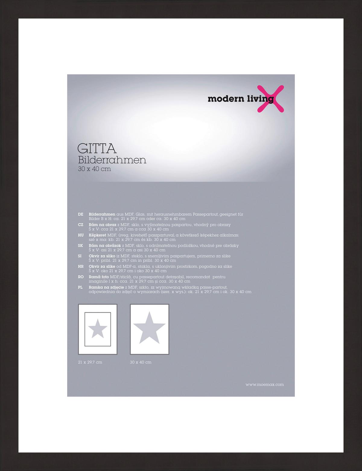 Okvir Za Slike Gitta - črna, Moderno, steklo/leseni material (30/40/3,6cm) - Modern Living