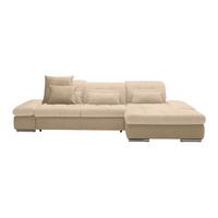 Wohnlandschaft Sanfino Beige/Taupe - Taupe/Chromfarben, KONVENTIONELL, Holz/Textil (305/79-96/199cm) - Premium Living